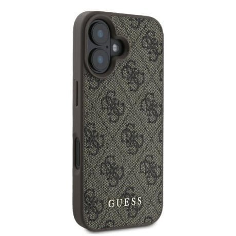 Оригинальный чехол Guess Metal Gold Logo для iPhone 16 Plus - Brown