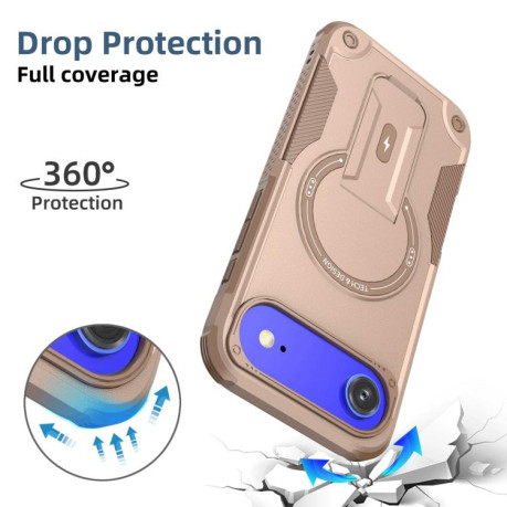 Противоударный чехол Armor Magsafe Holder PC Hybrid TPU для iPhone Air - Gold