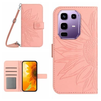 Чохол-книжка Skin Feel з малюнком соняшника на Infinix Note 50 Pro+ 5G - рожевий