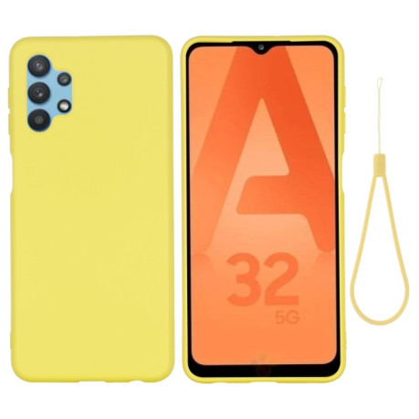 Силиконовый чехол Solid Color Liquid Silicone на Samsung Galaxy A32 4G- желтый