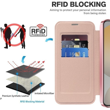 Чохол-книжка Shield MagSafe RFID Anti-theft Leather для Samsung Galaxy S24 FE 5G - рожевий