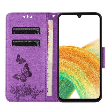Чехол-книжка Embossed Butterfly для Samsung Galaxy A05s - фиолетовый