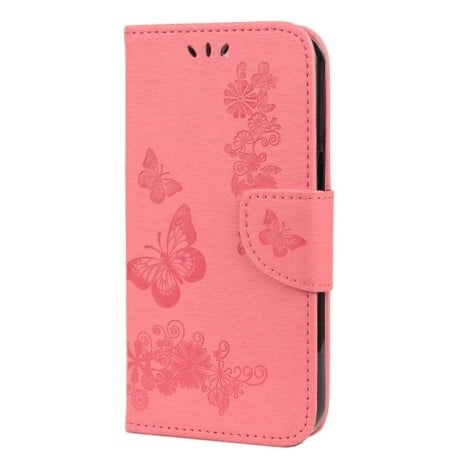 Чехол-книжка Vintage Floral Butterfly для iPhone 13 Pro - розовый