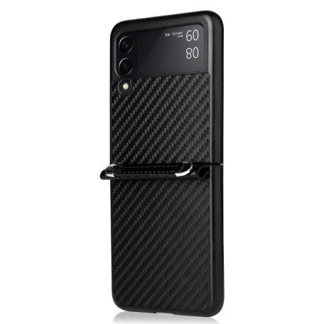 Противоударный чехол Carbon Fiber для Samsung Galaxy Z Flip3 5G - черный