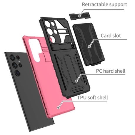 Протиударний чохол Armor Card для Samsung Galaxy S22 Ultra 5G - рожевий