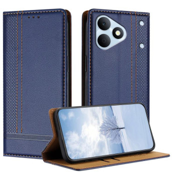Чехол-книжка из веган-кожи с прострочкой Stitching Design Scratch-Resistant Vegan Leather на Realme Note 80 4G — синий