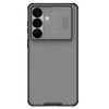 Противоударный чехол NILLKIN Black Mirror Series со шторкой на камеры на Samsung Galaxy S26+ 5G — прозрачный чёрный