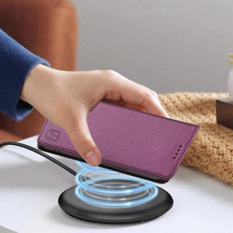 Чехол-книжка RC01 Dual-Folded Magnetic Suction RFID Leather на Motorola Edge 5G 2025 / Edge 60 Fusion - фиолетовый