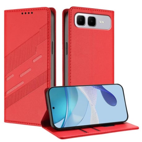 Чехол-книжка с фактурой Multi-functional Wallet Retro на Infinix Smart 10 Plus 4G - красный