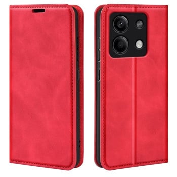 Чохол-книжка у стилі Retro м'яке покриття Skin Feel діловий дизайн на Xiaomi Redmi Note 13 5G - червоний