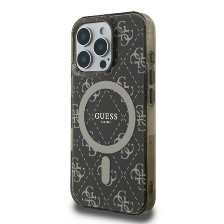 Оригінальний чохол Guess IML 4G Background MagSafe для iPhone 16 Pro Max - Brown