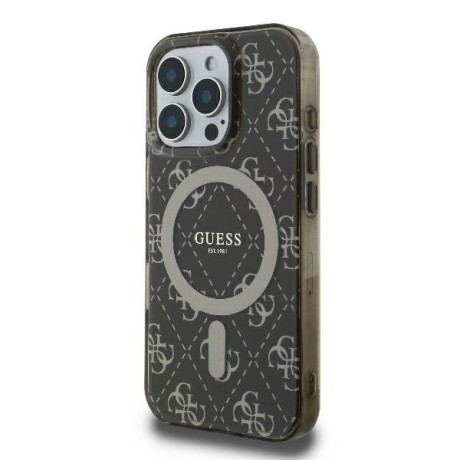 Оригинальный чехол Guess IML 4G Background MagSafe для iPhone 16 Pro - Brown