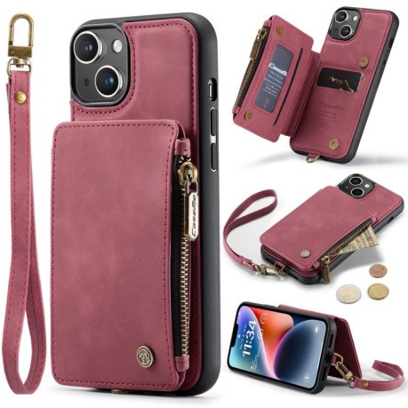 Чехол CaseMe C20 Multifunctional RFID Leather для iPhone 15 - красный