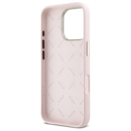Оригінальний чохол Guess Silicone Script Metal Logo для iPhone 16 Pro Max - Pink