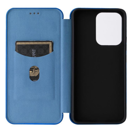 Чехол-книжка Carbon Fiber Texture на OPPO Reno13 F/Reno13 FS - синий