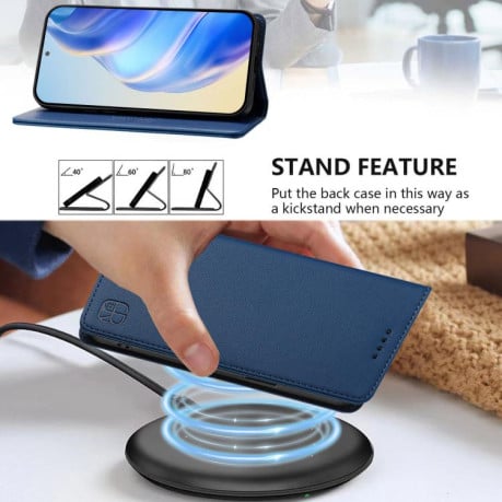 Чохол-книжка RC01 Dual-Folded Magnetic Suction RFID Leather на Infinix Note 60 / 60 Pro — темно-синій