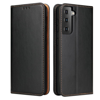 Кожаный чехол-книжка Fierre Shann Genuine leather на Samsung Galaxy S21Plus - черный