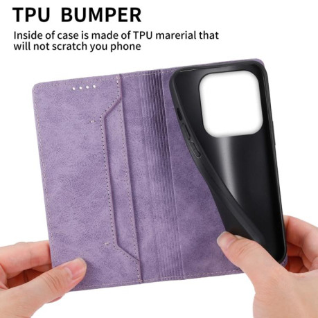 Чохол-книжка Business Solid Color Magnetic RFID Leather Xiaomi Redmi Note 14 4G 164.48mm - фіолетовий