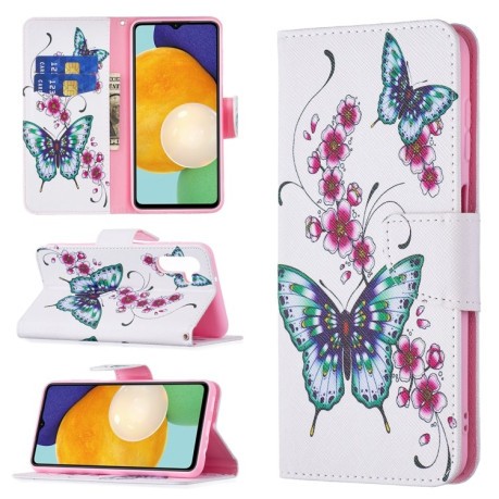 Чехол-книжка Colored Drawing Series на Samsung Galaxy A04s/A13 5G - Peach Blossom Butterfly