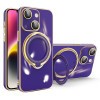 Противоударный чехол Multifunction Electroplating MagSafe Holder для iPhone 15  - фиолетовый