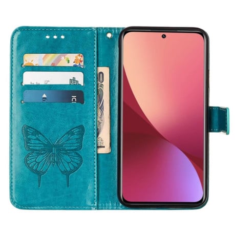 Чехол-книжка Embossed Butterfly для Xiaomi 12 Lite - синий