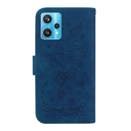 Чехол-книжка Butterfly Rose Embossed для Realme 9 Pro Plus/ Realme 9 4G - синий