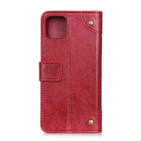 Чехол-книжка Copper Buckle Nappa Texture на iPhone 12 Mini -винно-красный