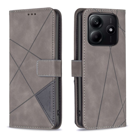 Чохол-книжка Rhombus Texture для Xiaomi Redmi Note 14 5G/Poco M7 Pro 5G - сірий