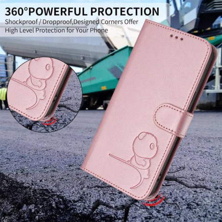 Чохол-книжка Litter Panda Embossing RFID Leather з тисненням панди та ремінцем на Xiaomi Redmi Note 15 4G / 5G /Poco M8 164mm — чорний