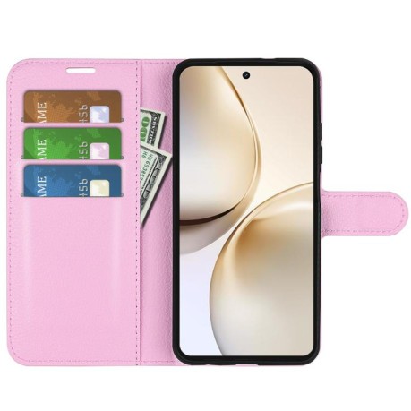 Чохол-книжка Litchi Texture Horizontal Flip Leather на Realme 14 Pro+ - рожевий