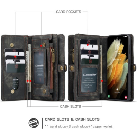 Чохол-гаманець CaseMe 008 Series Zipper Style Samsung Galaxy S21 Plus - чорний
