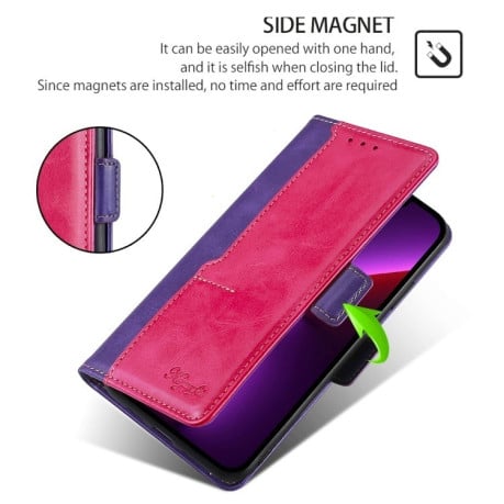 Чохол-книжка Contrast Color для Samsung Galaxy M55 5G - Purple + Rose Red