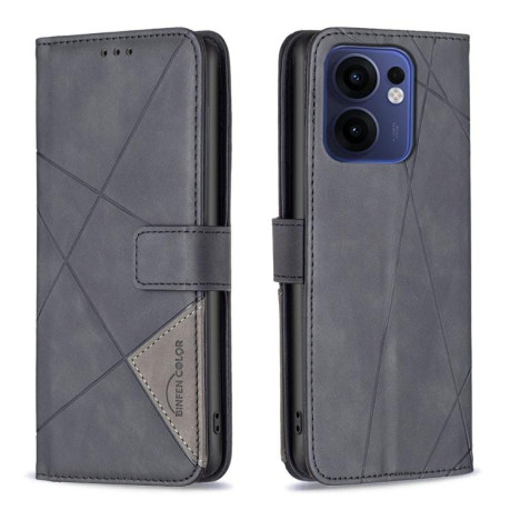 Чехол-книжка Rhombus Texture для OPPO Reno13 F/Reno13 FS - черный