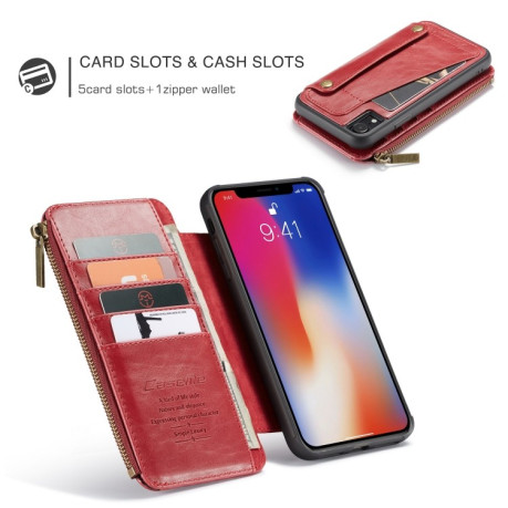 Чохол-гаманець CaseMe 011 Series Zipper Wallet Style на iPhone XR - червоний