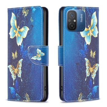 Чехол-книжка Colored Drawing Pattern для Xiaomi Redmi Poco C55/Redmi 12C/11A- Gold Butterfly