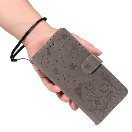 Чохол-книжка Cat Embossing Pattern для Xiaomi Redmi K90/Poco F8 Pro — сірий