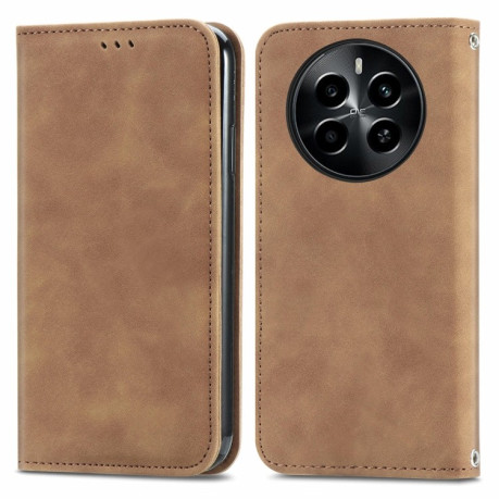 Чехол-книжка Retro Skin Feel Business Magnetic для Realme 13 5G/12 5G/12X 5G - коричневый