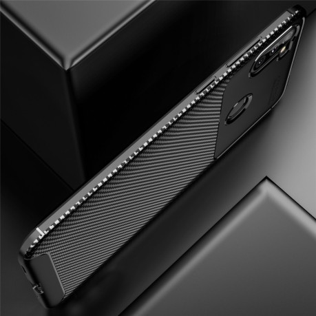 Противоударный чехол Carbon Fiber Texture на Samsung Galaxy A11/M11 - коричневый