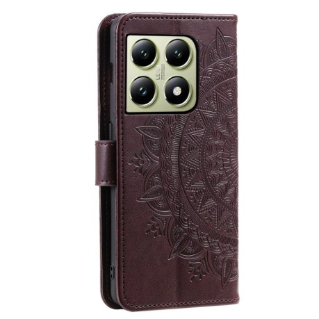 Чохол-книжка Totem Flower для Xiaomi 14T Pro - коричневий