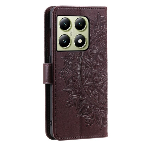 Чохол-книжка Totem Flower для Xiaomi 14T Pro - коричневий