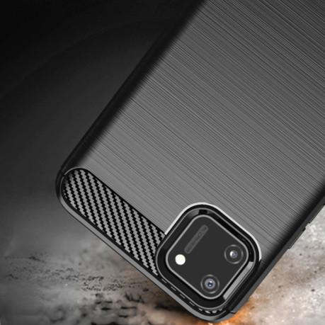 Чехол Brushed Texture Carbon Fiber на Realme C11 - Черный