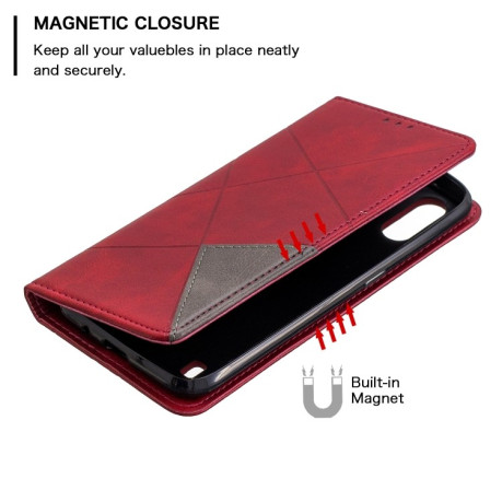 Чехол-книжка Rhombus Texture на Samsung Galaxy A01 - красный