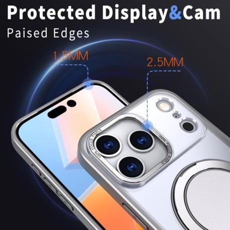 Чехол Kalebol с подставкой 360 и MagSafe на iPhone 17 Pro - серый