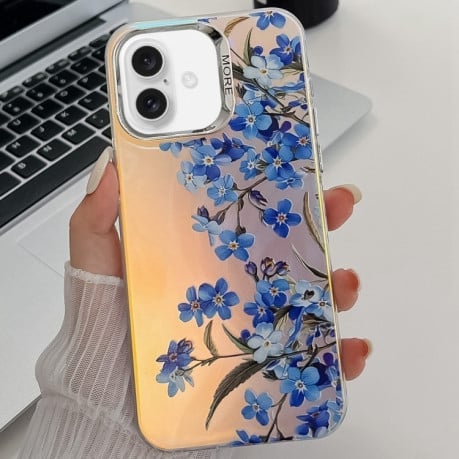 Чохол Electroplating Laser Flower Texture для iPhone 16 Plus - Myosotis