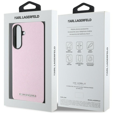 Оригінальний чохол Karl Lagerfeld Saffiano Metal Logo для Samsung Galaxy A56 - Pink