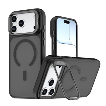 Чохол Bright Color Frosted Skin-feel Camera Bracket з MagSafe і підставкою біля камери на iPhone 18 Pro Max — чорний