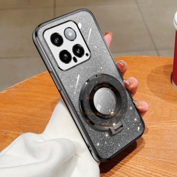 Чохол протиударний Plated Gradient Glitter Round Holder для Xiaomi 14 - чорний