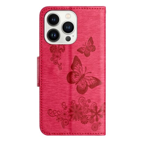 Чохол-книжка Embossed Butterfly для iPhone 16 Pro Max - червоний