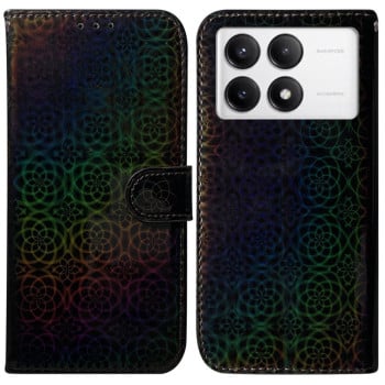 Чохол-книжка з кольоровою обкладинкою та магнітною застібкою Colorful Magnetic Buckle на Xiaomi Poco F6 Pro - чорний