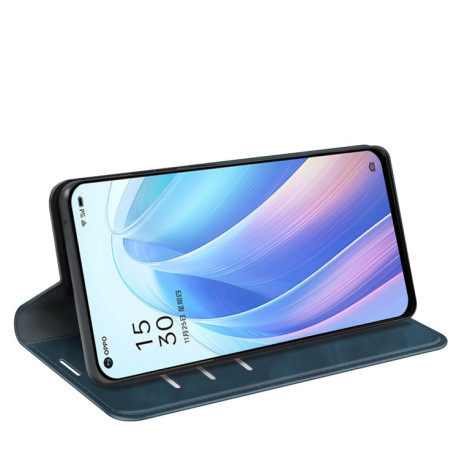 Чохол-книжка Retro Skin Feel Business Magnetic на OPPO Reno7 5G - синій